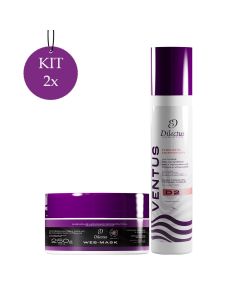 Kit 2 Progressiva Keratin D Ventus D2 1l + 2 Web Mask Máscara Efeito Teia 250g