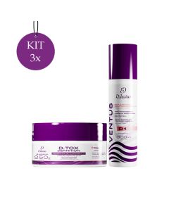 Kit 3 Maximus Dtox Definition 250g + 3 Shampoo Antirresíduo Ventus 300ml