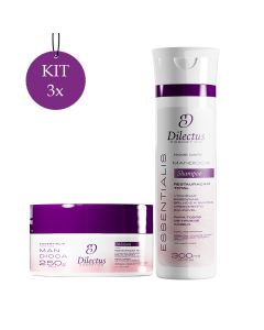 Kit 3 Shampoo Essentialis 300ml + 3 Máscara Essentialis 250g